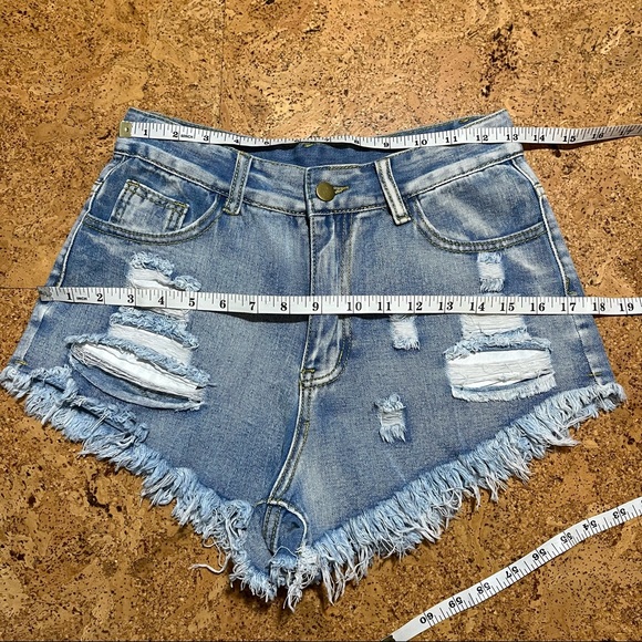 Shein Distressed High Rise Cutoff Jean Shorts Sz S - Picture 9 of 9
